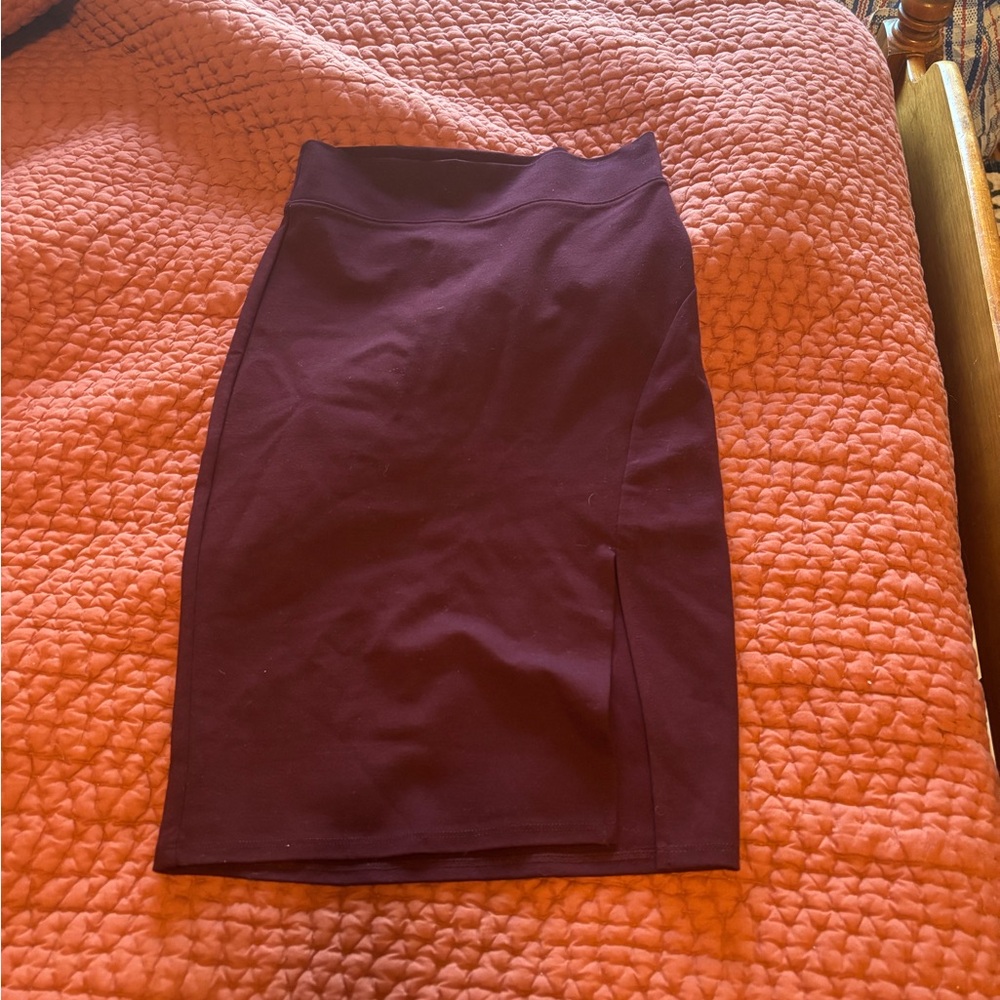 Burgundy Midi Pencil Skirt